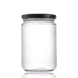 bulk 36 Glass Jar Round w Black Lid 500ml Canister 13cm