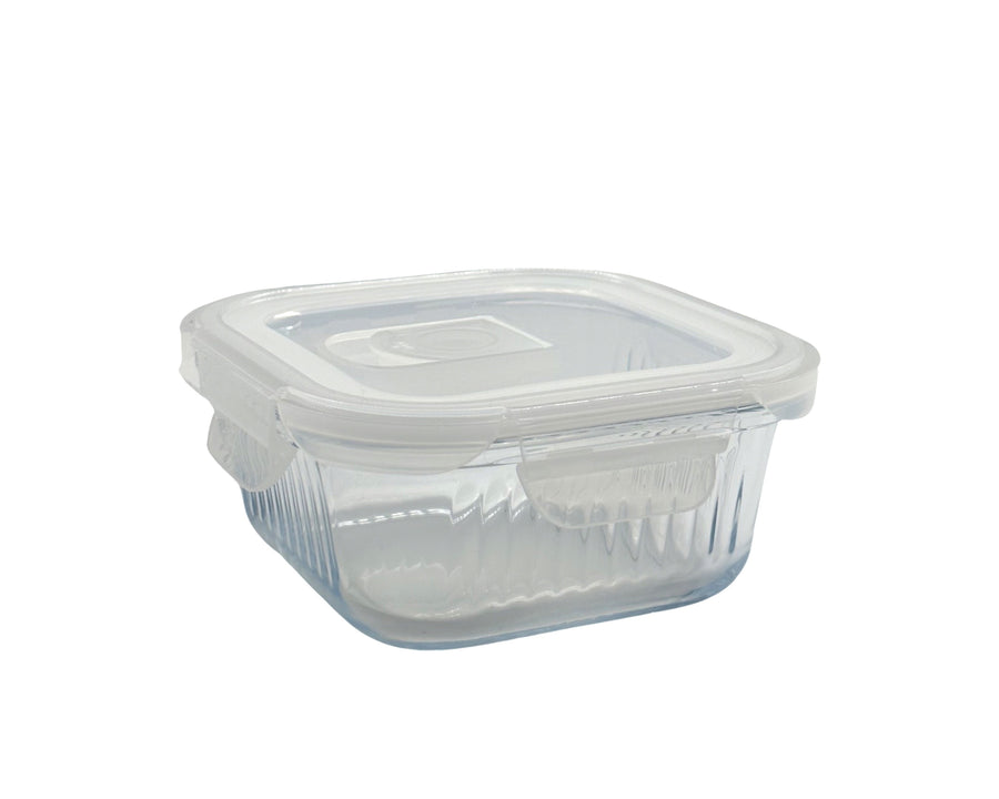 bulk 24 Borosilicate Glass Container W Lid Square 520ml 14x7cm