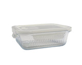 bulk 12 Borosilicate Glass Container W Lid Rect 640ml 18x7cm