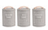 Set 3 Almond Cream Metal Coffee Tea Sugar Storage Tins 11x15cm
