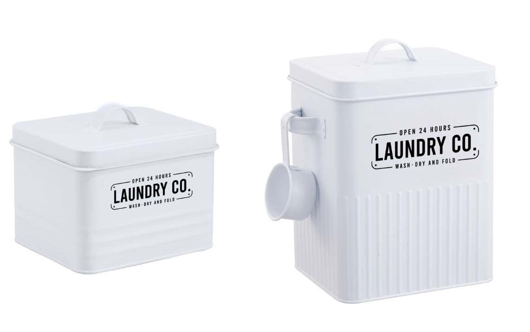 Set 2 Metal Laundry Powder Storage Buckets 18x25cm
