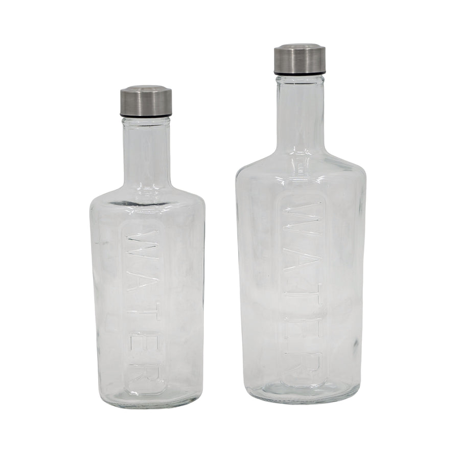 bulk 12 Clear Glass Bottle w Screw Lid 1Lt 28cm