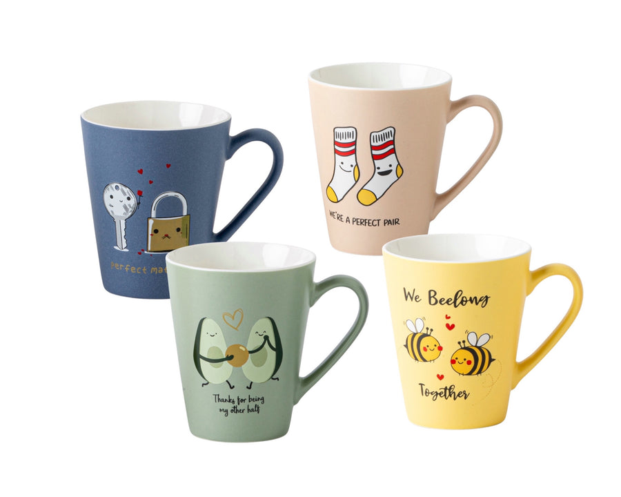 bulk 24 Bonding Designs New Bone China Mug 310ml 4 Assorted 