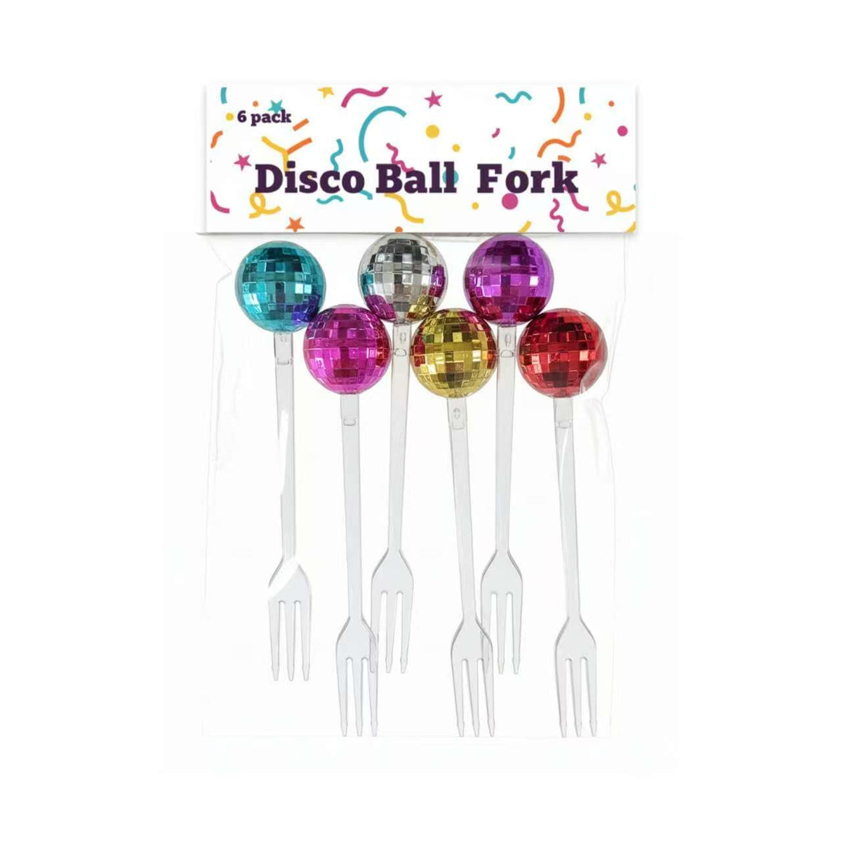 bulk 144 Reusable Plastic Disco Ball Fork Asst