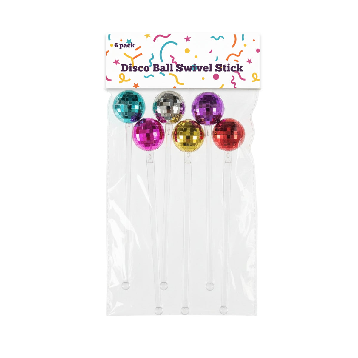bulk 144 Reusable Plastic Disco Ball Swivel Stick Asst