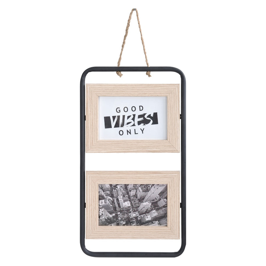 Hanging 2 Photo frame 4x6in Black & Natural 38cm