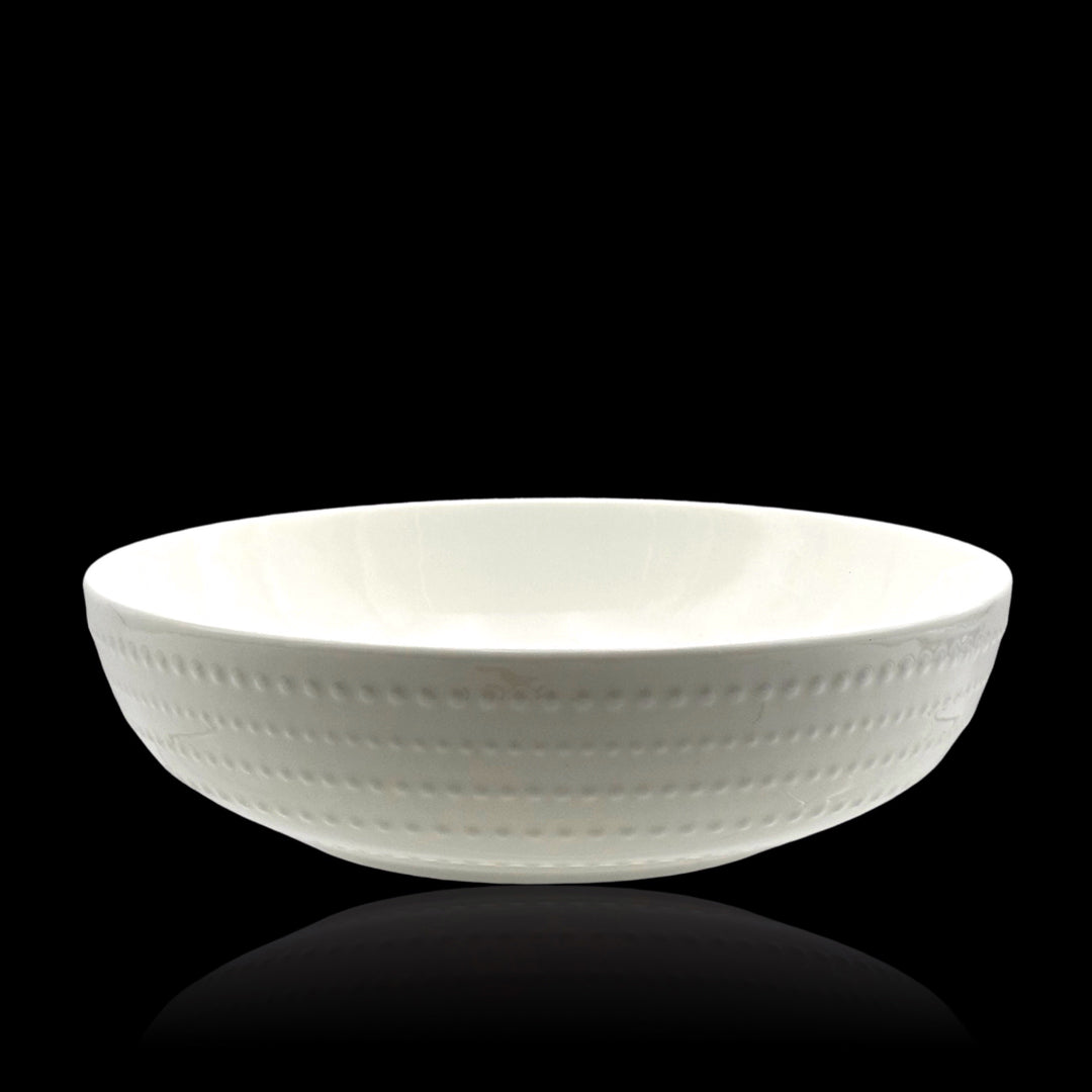 bulk 24 White Bone China Embossed Pearls Bowl 20x7cm