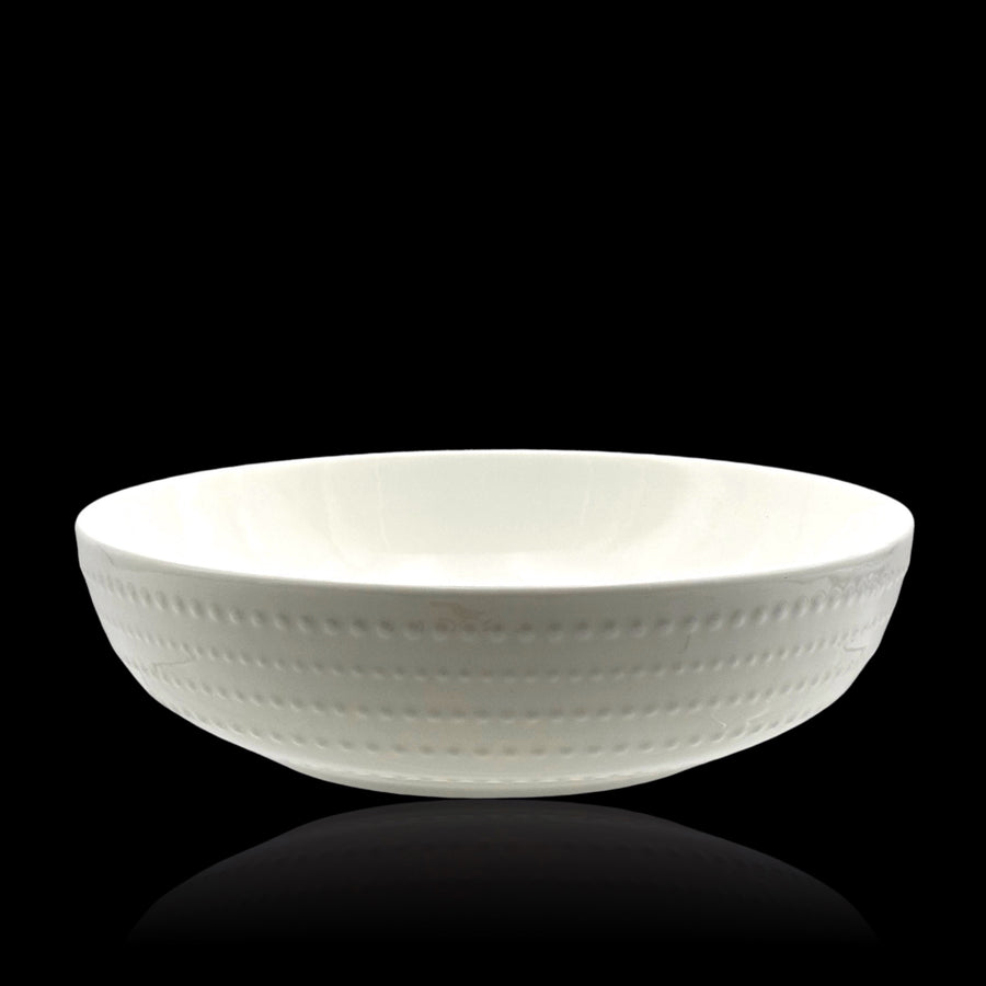 bulk 24 White Bone China Embossed Pearls Bowl 20x7cm