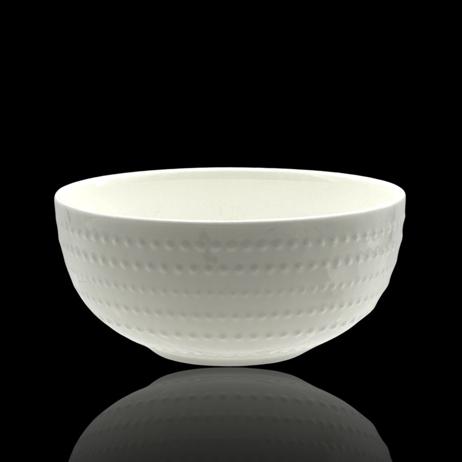bulk 24 White Bone China Embossed Pearls Bowl 15x10cm