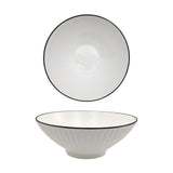 bulk 24 Sorrento Porcelain Embossed Soup Bowl w Black Rim 8" 20cm