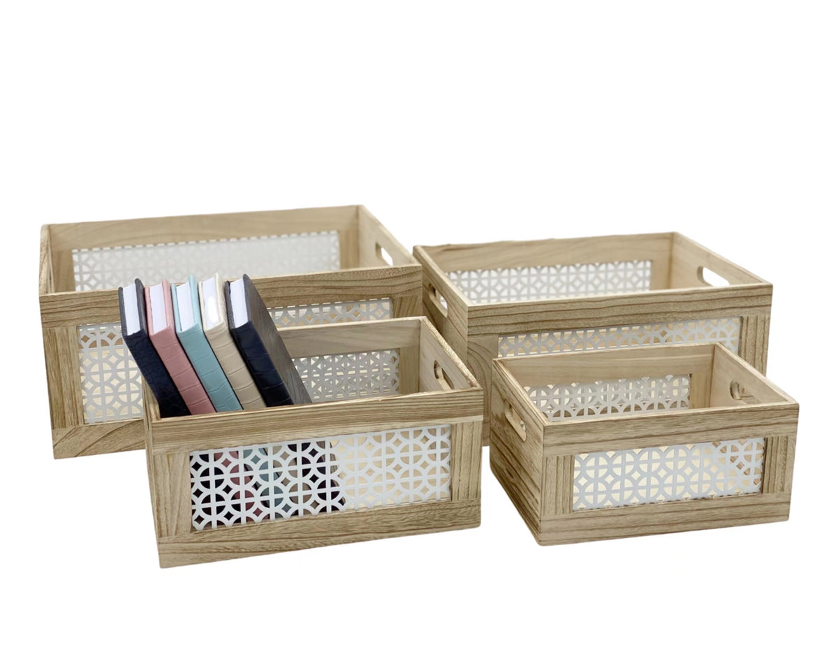 Set 4 Paulownia Wood Crates 40x18cm