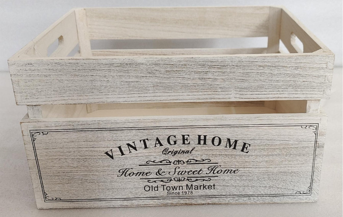 Vintage Home Wood Crates White Wash 40x22cm