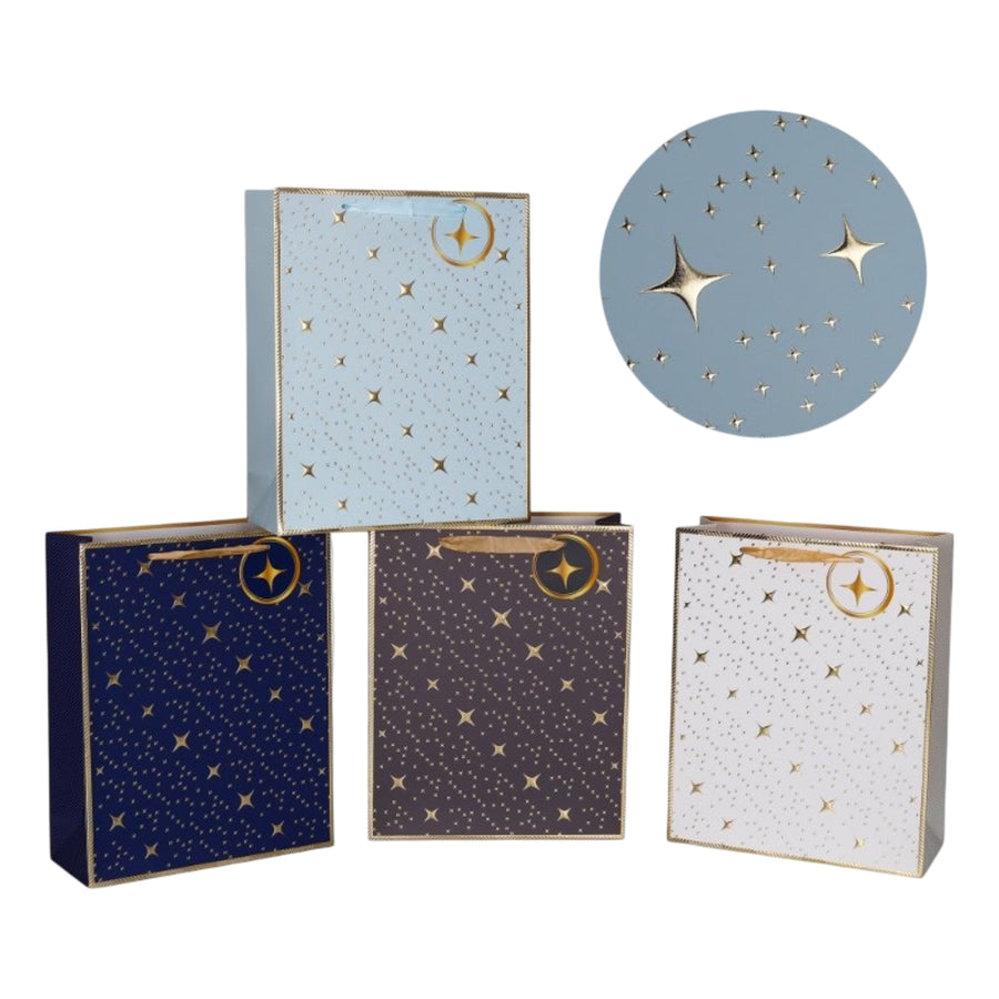 bulk 24 Night Sky Gift Bottle Bag Foiled 4 Asst 12x36cm