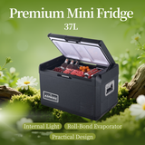 ASMOKE Premium Mini Fridge | 37L Compact Refrigerator with Roll-Bond Evaporator & Internal Light for Camping, RV & BBQ