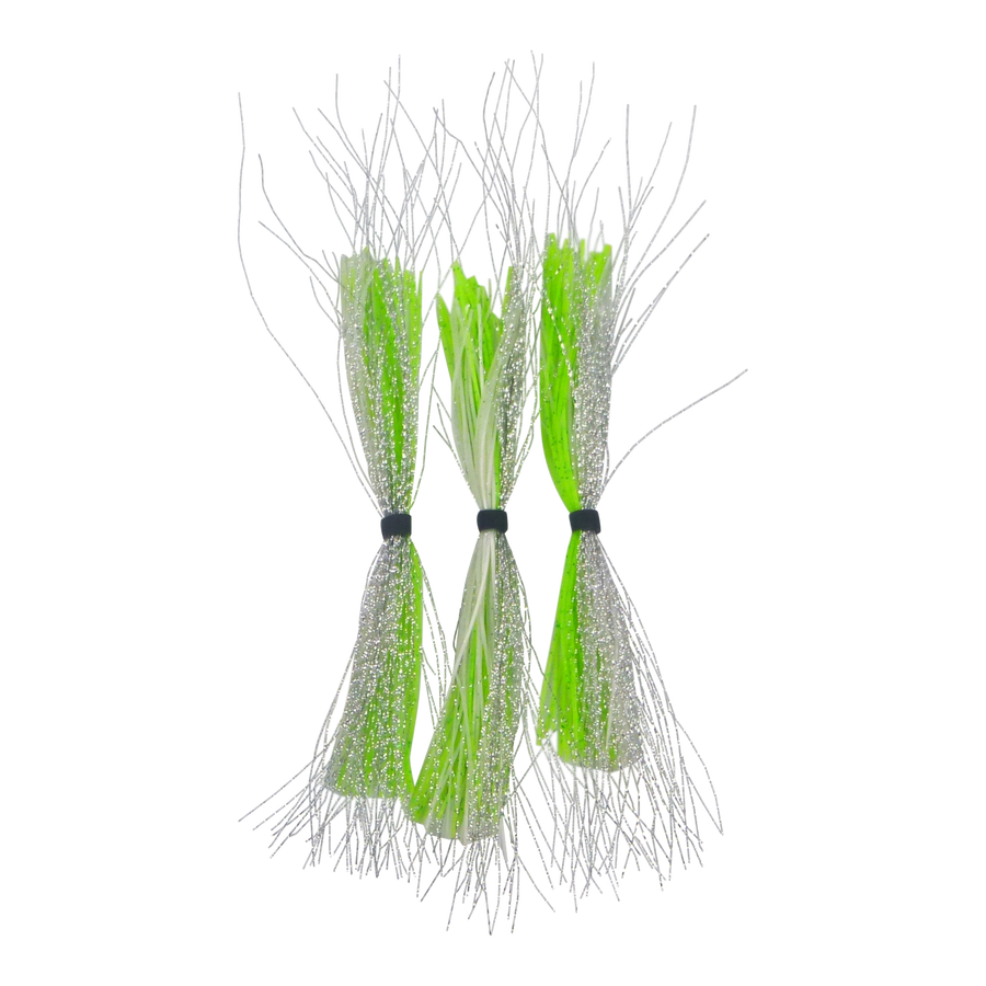 Dekoi Krystal Flash Lure Skirts, Silver Chartruese