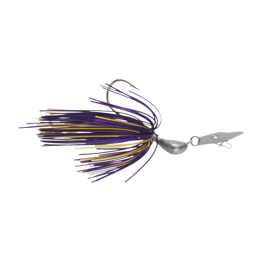 Dekoi 7gm Bladed Swim Jig, Chatterbait, Purple Gold, 2 pack