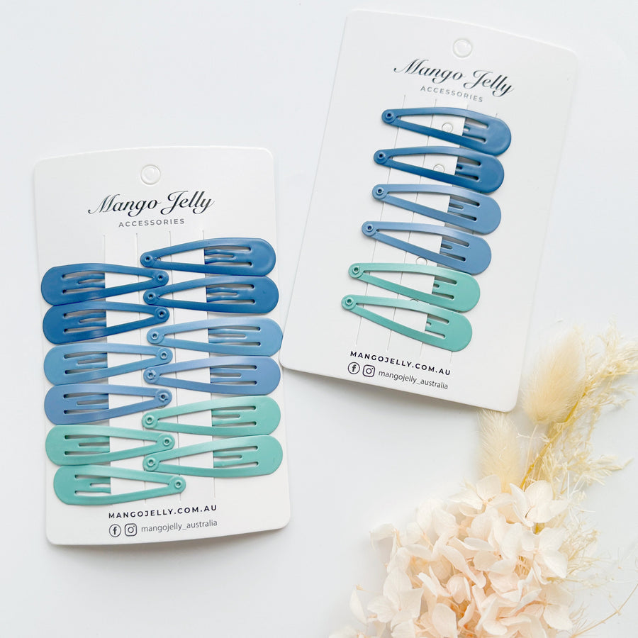 Essential Snap Hair clips - Blue - 12 Pieces