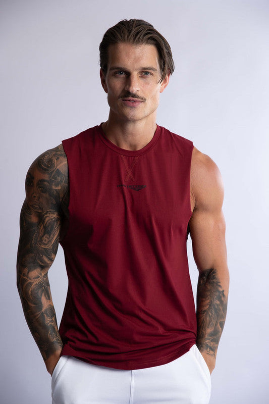 HARD HITTERS MEN'S CREW COTTON TANK BURGANDY SMALL