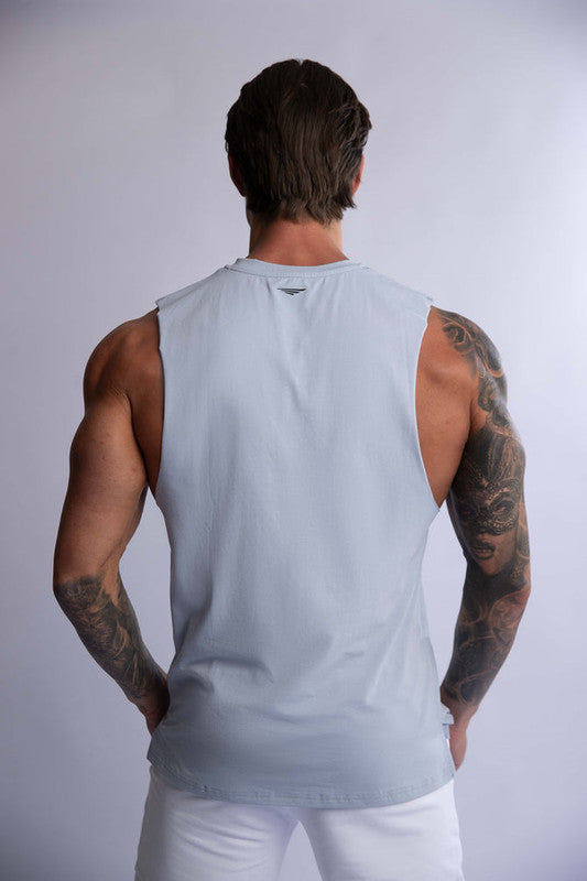 HARD HITTERS MEN'S CREW COTTON TANK STEEL BLUE MEDIUM