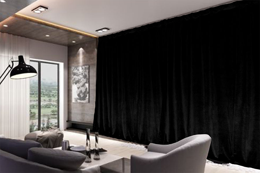 Large Thick Velvet Blockout Curtains 300x 270cm PINCH PLEAT 1 panel+Hooks Black