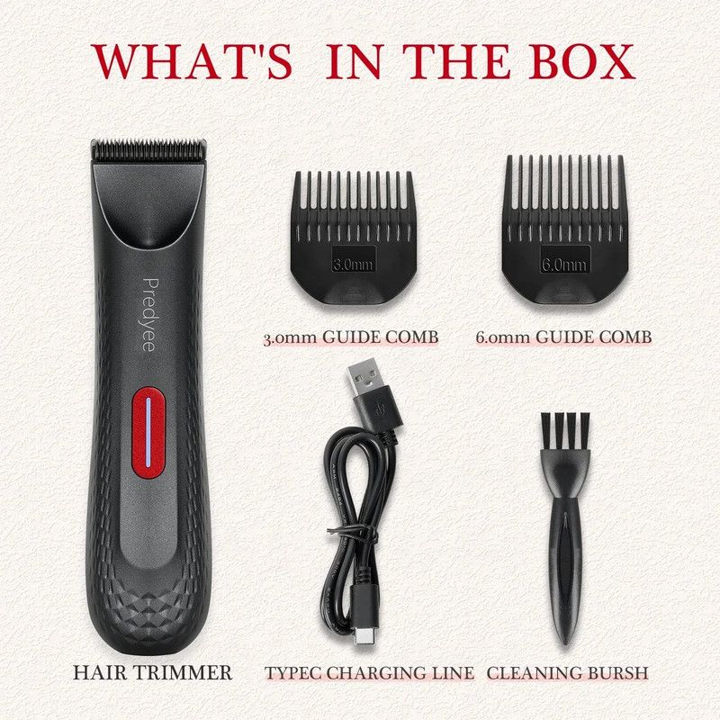 Womens Waterproof Intimate Hair Trimmer Body Groomer Red