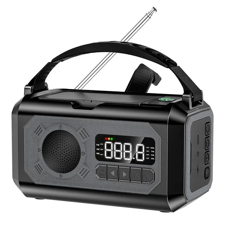 Solar Hand Crank Emergency Radio Grey