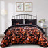 Black and Red  Leaves Quilted Bedspread & Pillowcase Set 