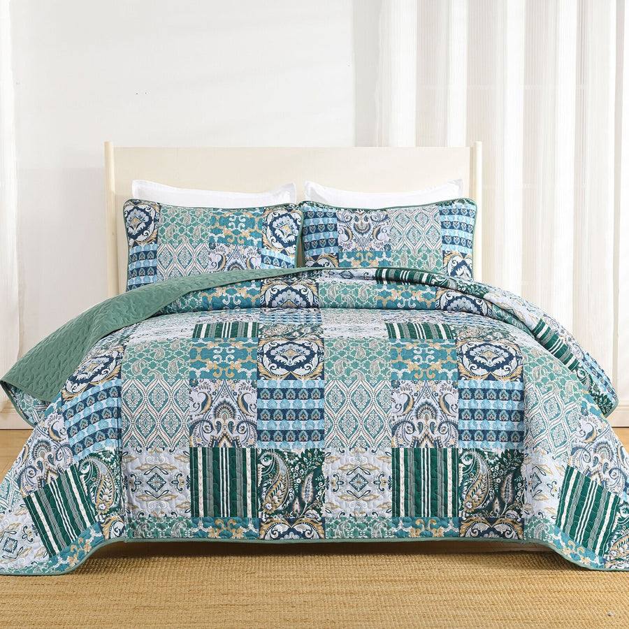 Exquisite Regal Purple 3 Pc Bedspread & Pillow Cover Set