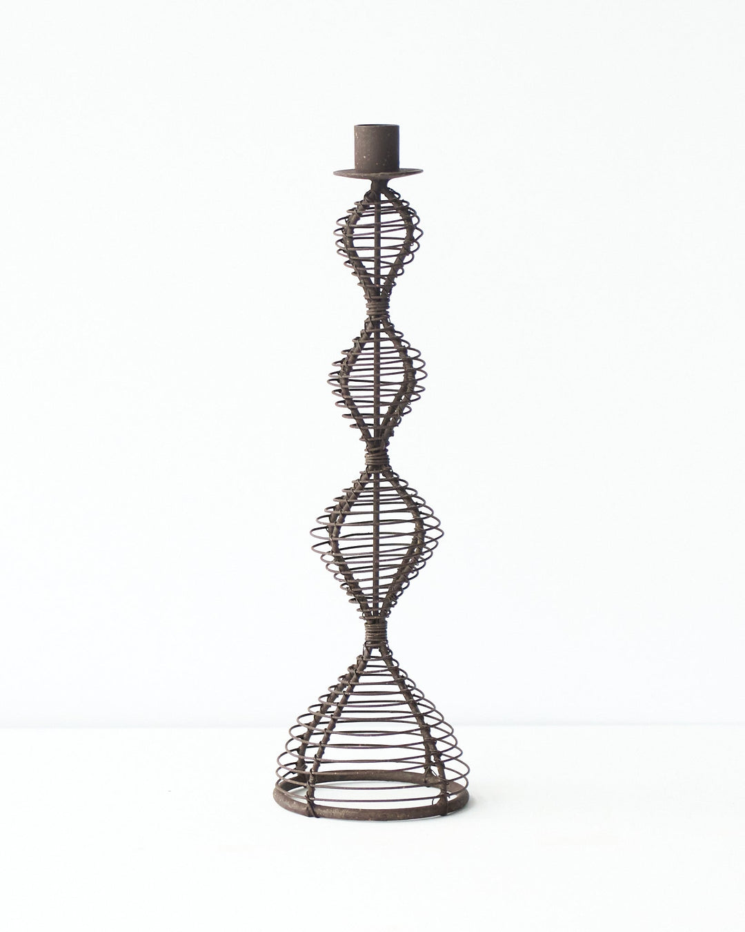 casa-verde-wire-candlestick-dakar-antique-rust-30cm