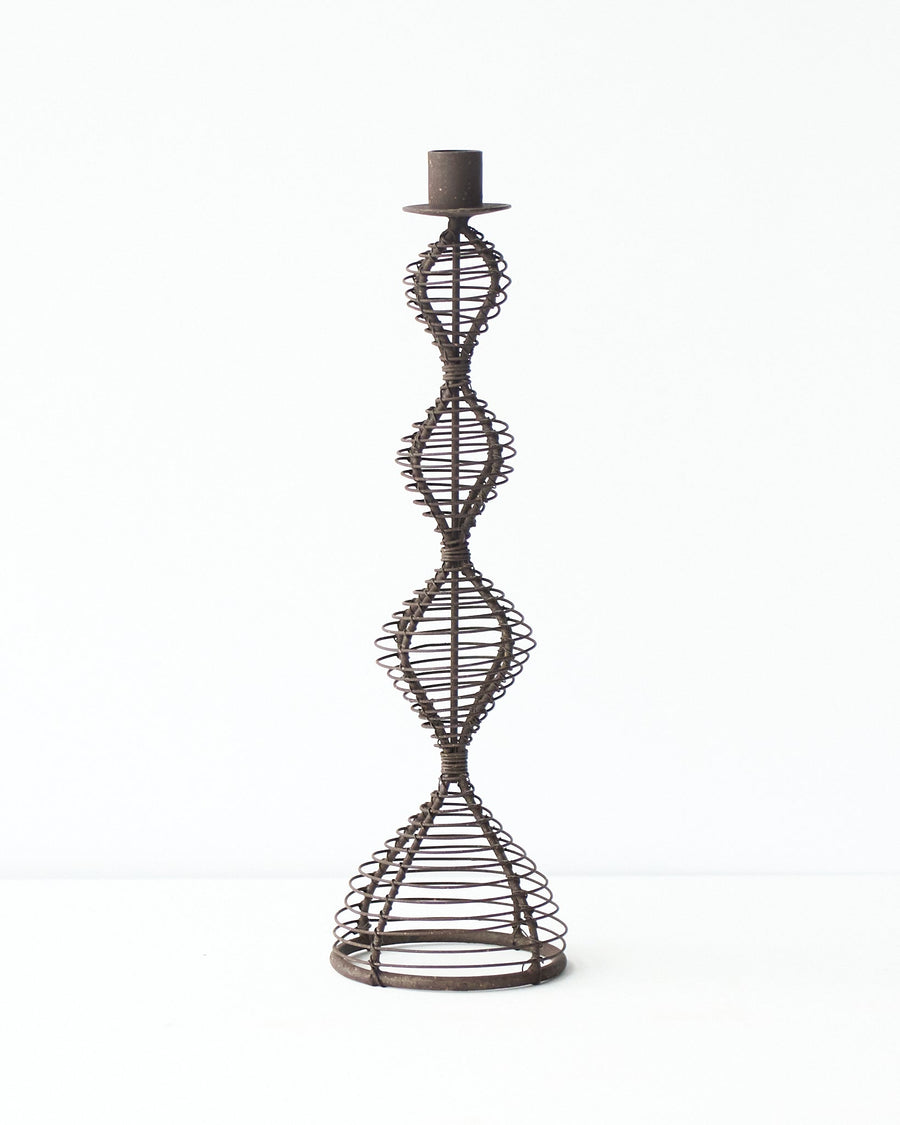 casa-verde-wire-candlestick-dakar-antique-rust-30cm