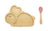Bamboo Kids Children Baby Plate Bowl & Silicon Suction Cap Base & Spoon - Rabbit