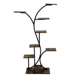 8 Tier Tree-Shaped Plant Stand Indoor Tall Plant Shelf Display Rack Metal MDF Flower Pot Holder Without Lights