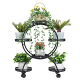 Metal Plant Stand Rack 4Tier Indoor Flower Pot Stand with Wheels for Living Room