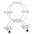 Fin White Metal Plant Stand 6-Potted Flower Pot Holder W Wheels 4 Tier Display Shelf