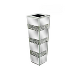 P&P Silver Diamond Inlaid Table Vase, Modern Decorative Centerpiece for Home