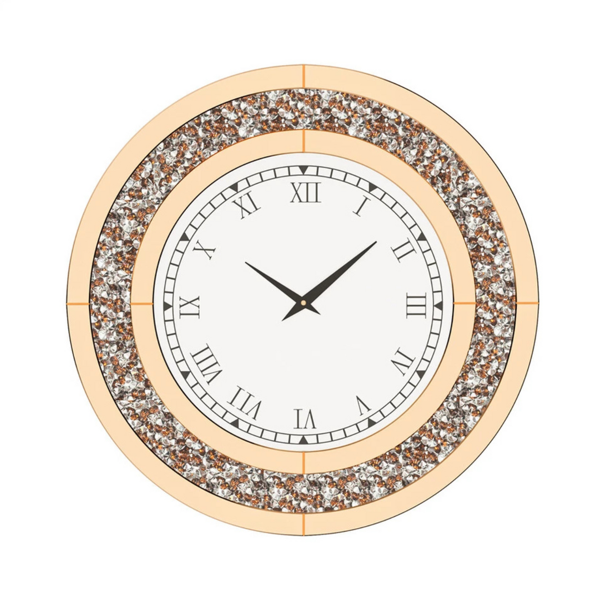 P&P Brown Crushed Diamond Square Wall Clock Luxury Decorative 60x60cm