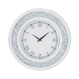 P&P Silver Crushed Diamond Square Wall Clock Luxury Decorative 60x60cm