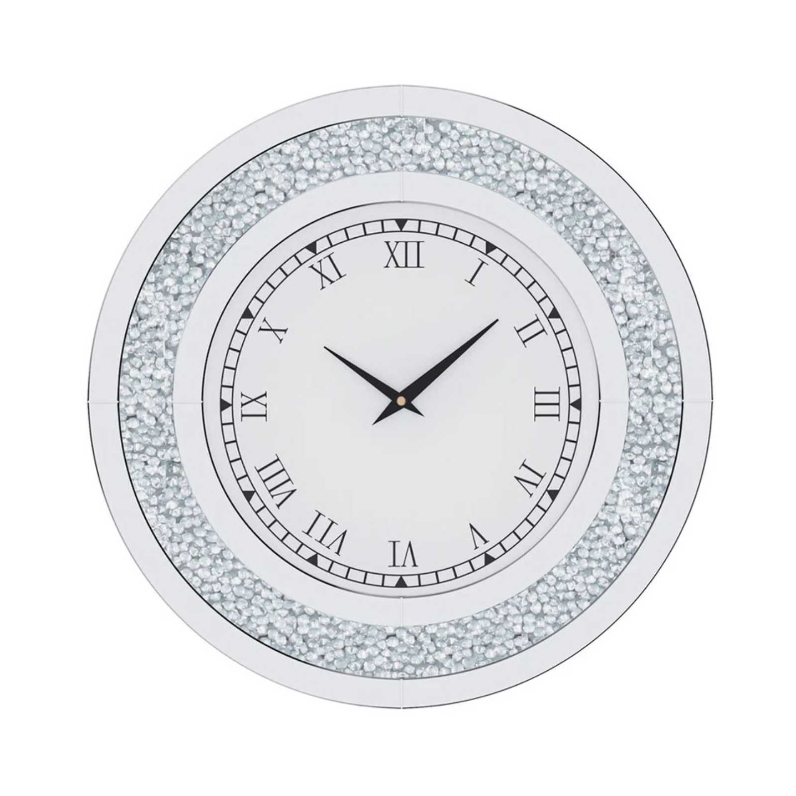 P&P Silver Crushed Diamond Square Wall Clock Luxury Decorative 60x60cm