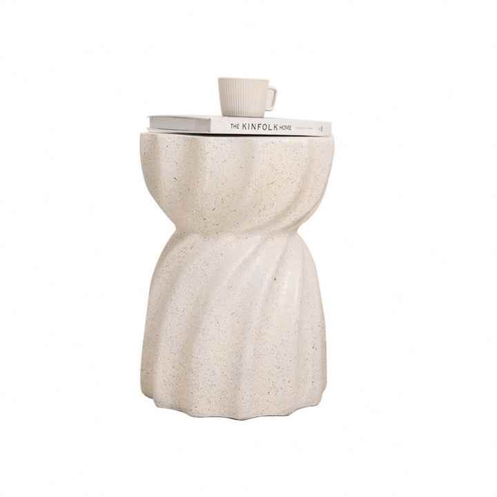 Modern Hourglass Concrete Accent End Table Outdoor Patio Table Garden Furniture