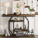  4-Tier Large Vintage Console Table Ultra Long Entryway Sofa Storage Table Hallwa