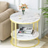 White Marble Side End Table Round Coffee Accent Table Nightstand Gold Iron Frame
