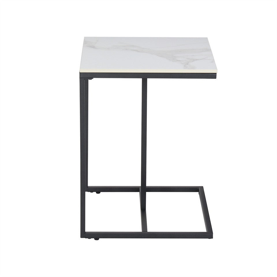 C-Shaped Marble Accent Side Table