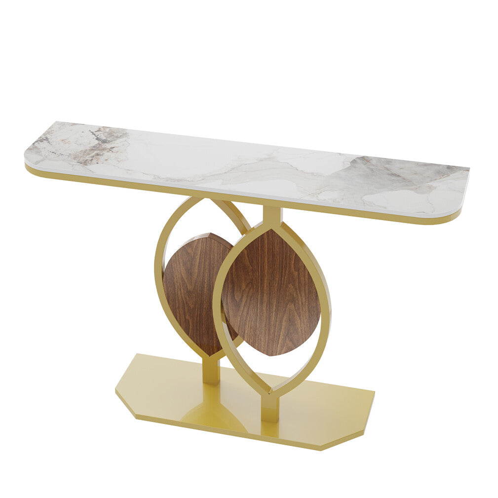 Noble and Elegant Sintered Stone Console Table Hallway Table with Strong Metal Frame