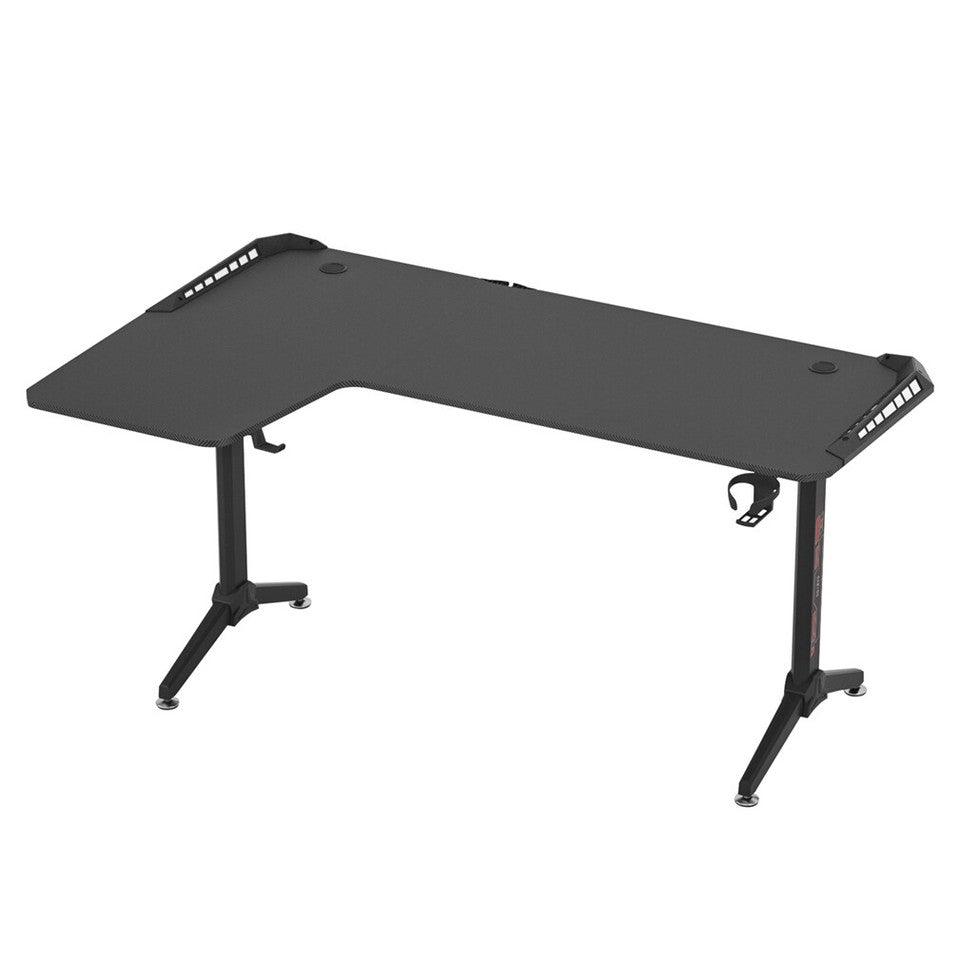 Black L-Shaped Gaming Desk w/ Storage Box