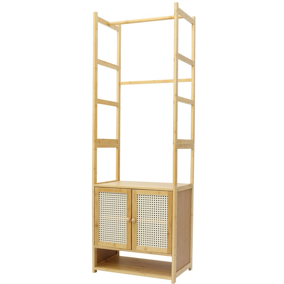  High Strength Bamboo Clothing Rack Closet Organizer Storage Cabinet &Shoe Shelf