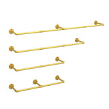 Vintage Gold Wall-Mounted Clothes Rack – Strong Metal Garment Hanging Rail