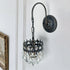 Vintage Wall Light Sconce with Clear Crystals, Black and Gold Glass Wall Lamp, 3-Mode Dimmable LED E14 Lighting Fixture for Home, Bathroom, Dining Room, Hallway