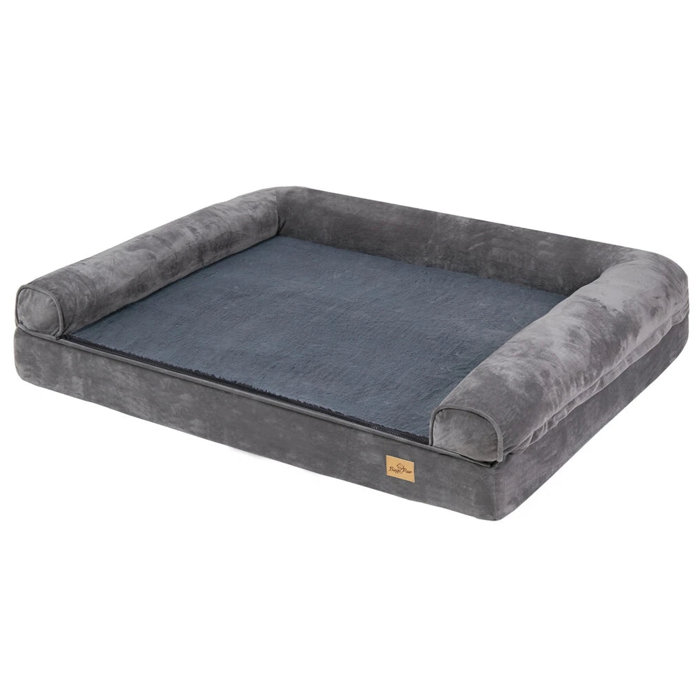 Deluxe Plush Orthopedic Dog Bed XXL - Waterproof Bolstered Sofa Bed for Large Dogs with Removable Washable Cover