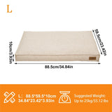Washable Waterproof Dog Bed Sofa with Removable Cover - Orthopedic Linen Pet Pillow Bed for Small Medium Large Dogs, Non-Slip Base, Khaki, L