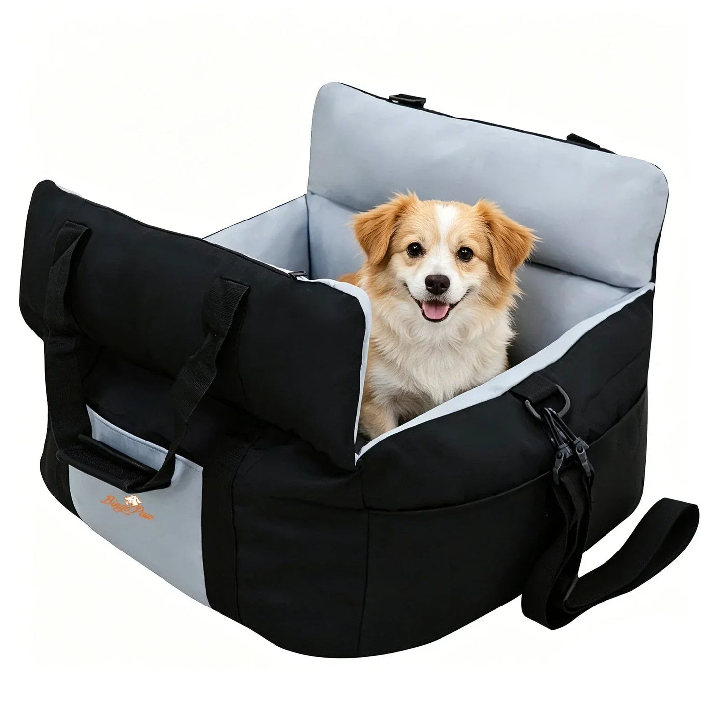 Washable Dog Car Seat Bed Pet Booster Seat Carrier with Safety Leash Portable Travel Bed for Small Dogs - Black & Blue
